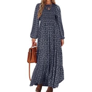 New PRETTYGARDEN Navy Flowy Casual Maxi Dress in Size Medium